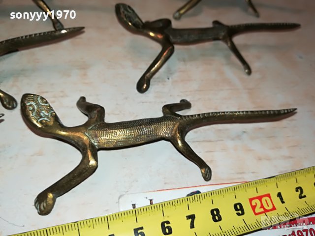 МЕД МЕСИНГ 9бр ФИГУРИ САЛАМАНДЪР ОТ ФРАНЦИЯ М0406230721, снимка 11 - Антикварни и старинни предмети - 40950412