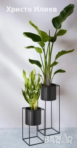 Цветарник Саксия със стойка 2бр комплект Метална поставка