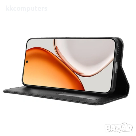 Калъф Портфейл за Honor Magic8 Lite 5G - Кожен с Ретро Дизайн, Мозаечна Граница, Стенд, Джобове за К, снимка 6 - Калъфи, кейсове - 53174989