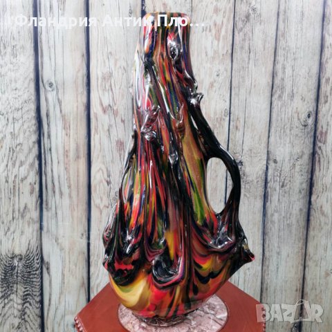Стъклена ваза " Гореща лава", снимка 3 - Вази - 41264401
