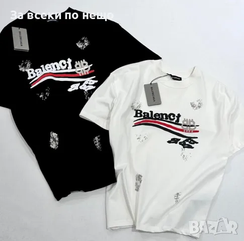 Balenciaga Мъжка Тениска👕Мъжка Блуза С Къс Ръкав Баленсиага - Бяла И Черна Код D2439, снимка 1