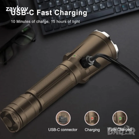 Тактическа фенерче klarus Tactiacl с двоен заден превключвател, презареждаща