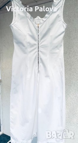 Бяла рокля BENETTON, памук, снимка 10 - Рокли - 41616341