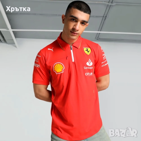 Puma Scuderia Ferrari F1 Team Pro - Оригинална мъжка тениска с яка, снимка 3 - Тениски - 52666342