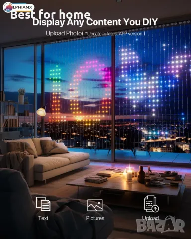 Светлина завеса с Wifi 540LEDs 1.50 x 2 м - програмируема Lphianx, снимка 6 - Лед осветление - 48352107
