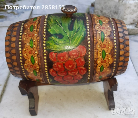 Дървено буре за вино сувенир от соц време, снимка 3 - Антикварни и старинни предмети - 53043044