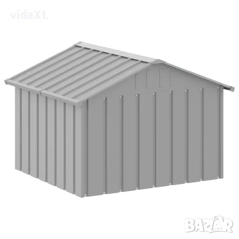 vidaXL Кучешка къща сива 116,5x103x81,5 см поцинкована стомана, снимка 7 - За кучета - 56146346