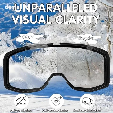 NewBEP очила за ски сноуборд - UV защита, против замъгляване, OTG очила за ски сняг за мъже жени, снимка 3 - Зимни спортове - 48835282