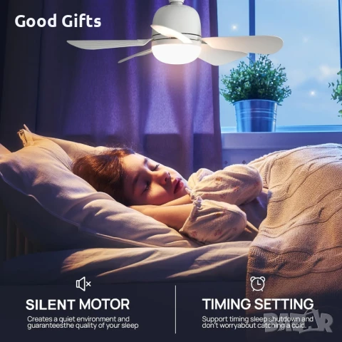 LED плафон с вентилатор и дистанционно управление – 40W, 6 перки, регулируема светлина, цокъл E27, снимка 6 - Други - 51250931