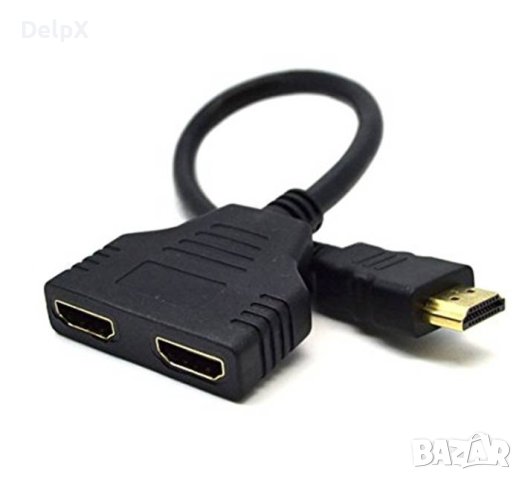 Кабел преходен изход HDMI(м) вход 2xHDMI(ж) 0,3m, снимка 1 - Части и Платки - 42530357