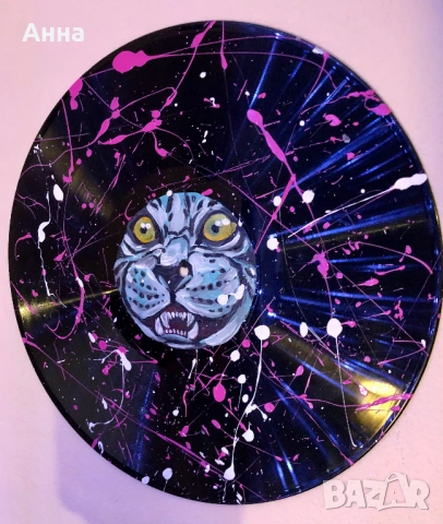 Ръчно рисувана грамофонна плоча, снимка 2 - Декорация за дома - 53685986