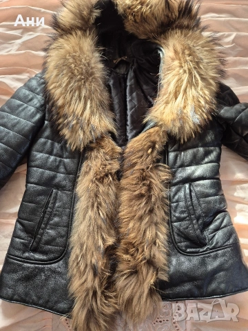 Кожено яке естествена кожа и яка лисица