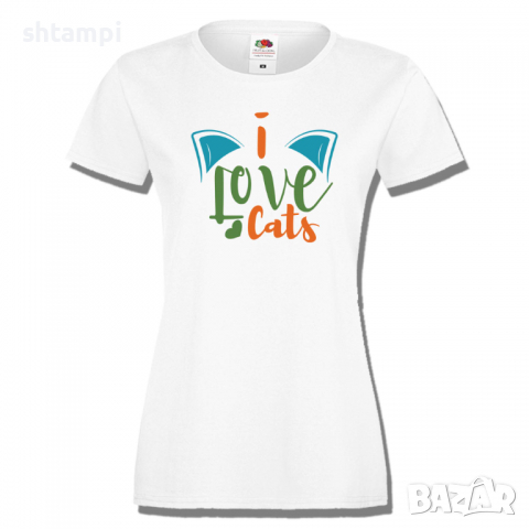 Дамска тениска I Love Cats,Тениска с Кучета,Животни,Изненада,Празник, снимка 4 - Тениски - 36428268