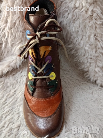 Цветни, ежедневни, дамски боти,от естествена кожа, код 366/145, снимка 5 - Маратонки - 51776224