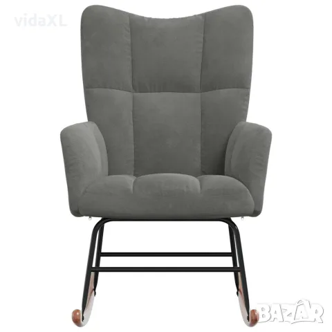 vidaXL Люлеещ стол, тъмносив, кадифе, снимка 4 - Столове - 56146879