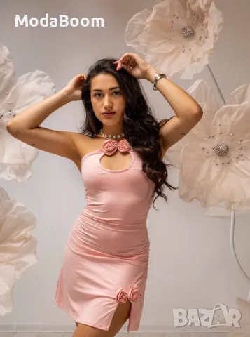 Розова къса стилна дамска рокля , снимка 3 - Рокли - 48076088