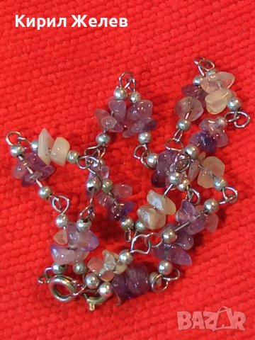 СТАРА СКЪПОЦЕННА ХЕНД-МЕЙД ГРИВНИЧКА ГЕРДАНЧЕ с АМЕТИСТ и МЛЕЧЕН КВАРЦ и ПОСРЕБРЕНИ ЗАКОПЧАЛКИ 26128, снимка 2 - Антикварни и старинни предмети - 36164545