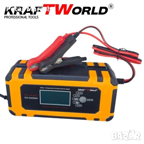 Автоматично зарядно за акумулатори KraftWorld 12V с LCD дисплей и ремонтен режим, снимка 6 - Аксесоари и консумативи - 51027058