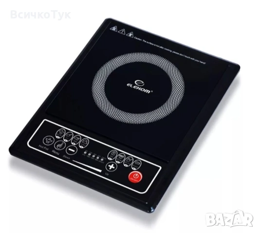 ✨Индукционен котлон ELEKOM ЕК-7140 ID, 2000 W, Таймр