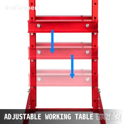 Хидравлична преса с педал 20 тона – манометър, регулируема маса, снимка 3 - Други инструменти - 53745967