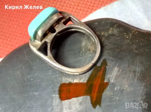 ВИНТИДЖ АРТ СРЕБЪРЕН ПРЪСТЕН ЛАКИРАНО СРЕБРО 925 с ГОЛЯМ ЮВЕЛИРНО ШЛИФОВАН ТЮРКОАЗ 48601, снимка 12 - Пръстени - 49366047