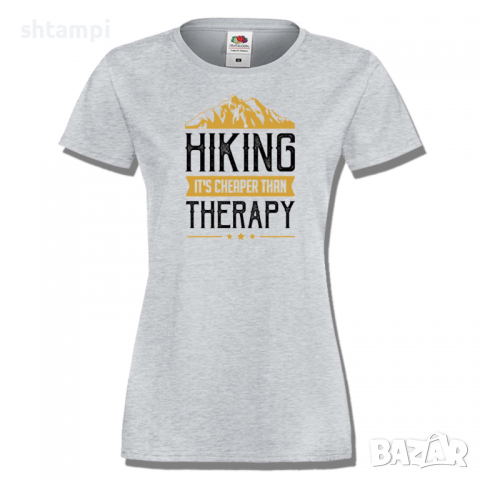 Дамска тениска Hiking It's Cheaper Than Therapy,Изненада,Подарък,Поход,Връх,Хижа, снимка 4 - Тениски - 36373498