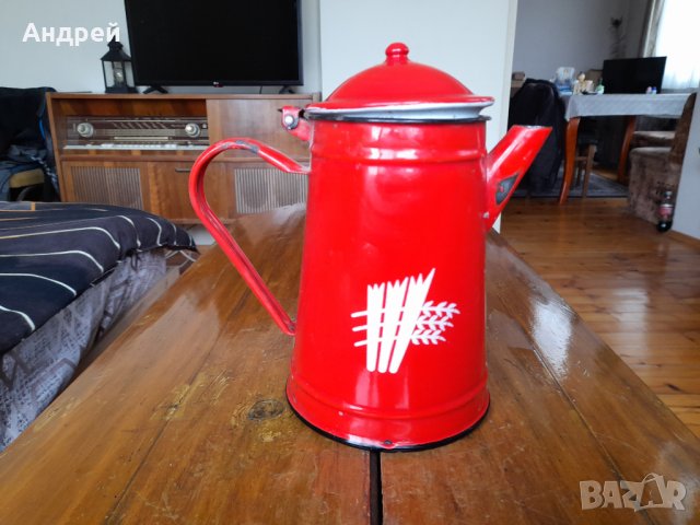 Стар емайлиран чайник #50, снимка 3 - Антикварни и старинни предмети - 38683940