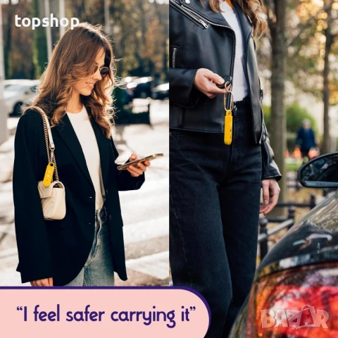 Персонална аларма за безопасност с ключодържател за жени, жълта, снимка 3 - Други стоки за дома - 50569510