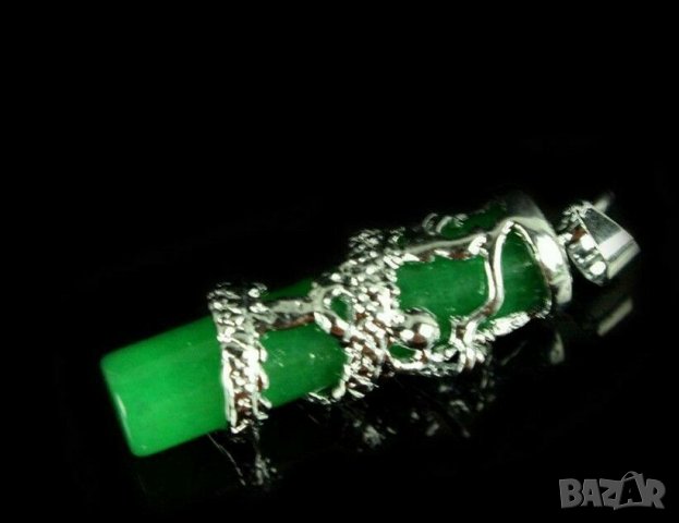 Китайско изискано колие от малайски нефрит-зелен дракон