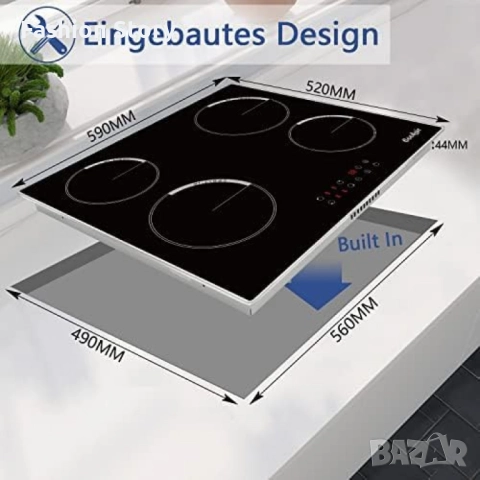 Cooksir CSC-D46001-BB – Стъклокерамичен плот за вграждане с 4 зони, 9 нива на мощност, таймер , снимка 7 - Котлони - 52030924