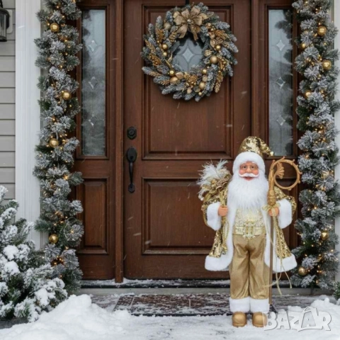 Луксозна коледна фигура Дядо Коледа в златно (50 / 70 / 90 см), снимка 5 - Други стоки за дома - 52149822