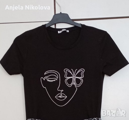 Тишърт с кристални камъчета