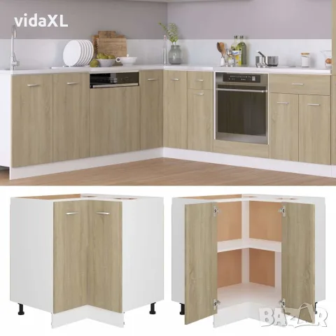 vidaXL Ъглов долен шкаф "Lyon" дъб сонома 75,5x75,5x81,5 см, инженерно дърво, снимка 2 - Шкафове - 56147731