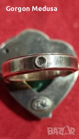 Сребърен пръстен с тюркоаз , снимка 6 - Пръстени - 49600742