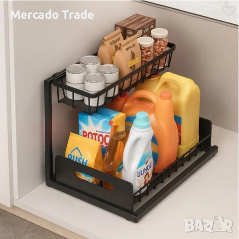 Органайзер за шкаф Mercado Trade, За съхранение, Метал, Черен
