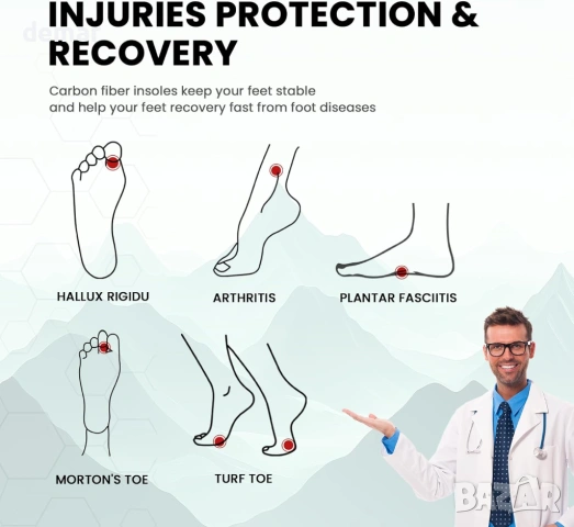 Спортни стелки от въглеродни влакна с поддръжка на свода - L - 41-42, снимка 6 - Други спортове - 53657500