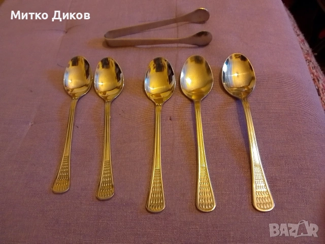 Малки лъжички нови на Петко Денев  от соца 5 броя 142 ММ с пенеста за храна 