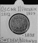 Монета Швеция 1 Крона 1898 г. Крал Оскар II - Сребро