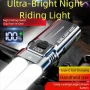 Мощен двоен LED фенер и фар за велосипед, акумулаторна батерия, Type C зареждане, LCD дисплей, снимка 1