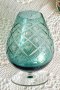 Кристална ваза гравирана зелена Германия 60-те години, снимка 3