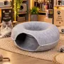 Котешко легло 2 в 1 с тунел 51 см, сиво, снимка 1