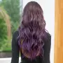 Лилава Ombre перука с кафяви корени и път по средата - 65 см, снимка 4
