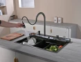 Мултифункционална кухненска мивка с регулируем двоен водопад и динамична подсветка M03, снимка 3