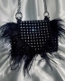 Дамска чанта от перли кристали и пера , снимка 15