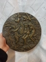 Антикварна масивна бронзова релефна плоча-барелеф изобразяваща Адам  Ева и Архангел Рафаел , снимка 2