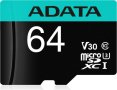 Карта памет ADATA 64GB/V30 microSDHC + Adapter, снимка 1 - Карти памет - 41538094