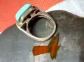 ВИНТИДЖ АРТ СРЕБЪРЕН ПРЪСТЕН ЛАКИРАНО СРЕБРО 925 с ГОЛЯМ ЮВЕЛИРНО ШЛИФОВАН ТЮРКОАЗ 48601, снимка 12