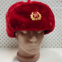 25 - Червена руска шапка калпак ушанка., снимка 1 - Шапки - 43328805