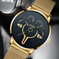 SOKI - мъжки, кварцов часовник (дизайн километраж), неръждаема стомана, календар , снимка 3 - Мъжки - 40438835
