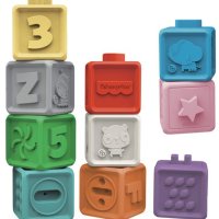 Бебешка играчка 10 Меки цветни тухли - Fisher Price, 25х5,5х18,5см, снимка 2 - Образователни игри - 41814117